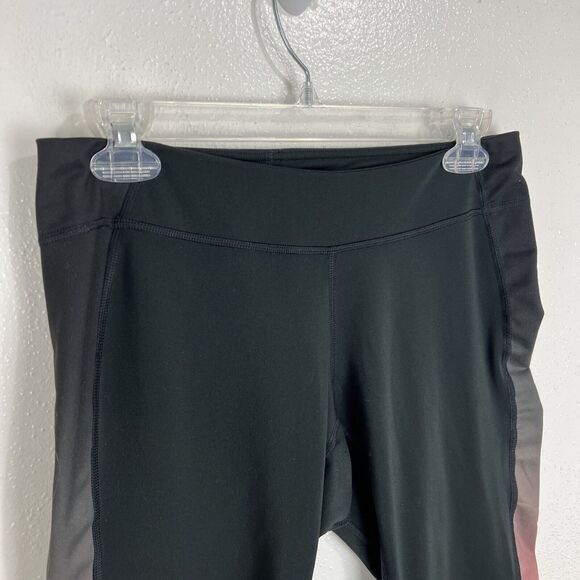 Adidas Leggings Women Medium Black Ombre Side Trim Cropped Activewear Bottoms - Picture 5 of 12
